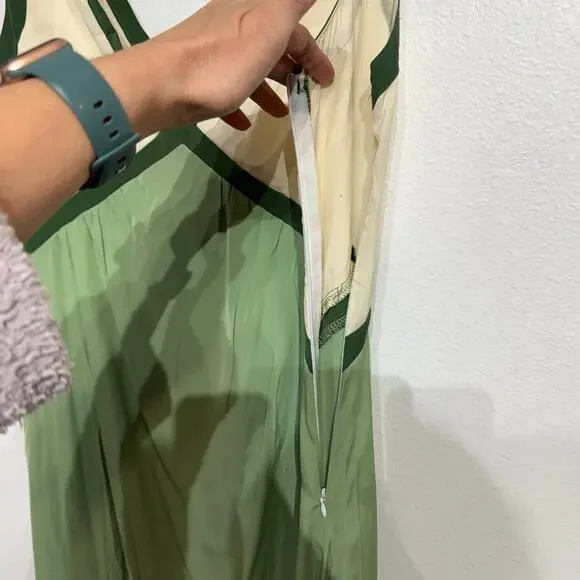 Rotimia Green Colorblock Empire Waist Maxi Dress Boho Sleeveless Sz M - Picture 6 of 11